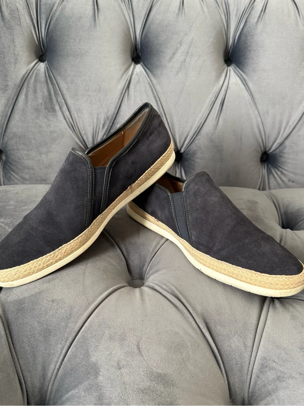 Vince Chalmers Men’s Coastal Navy Suede Slip-On Espadrilles Size 9